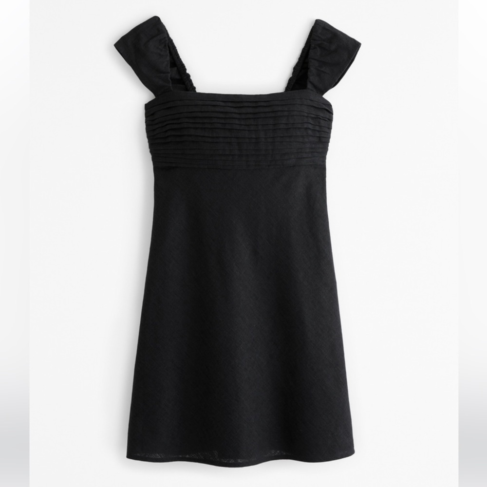 Abercrombie & Fitch Black Emerson Cap Sleeve Linen Mini Dress Size Medium
